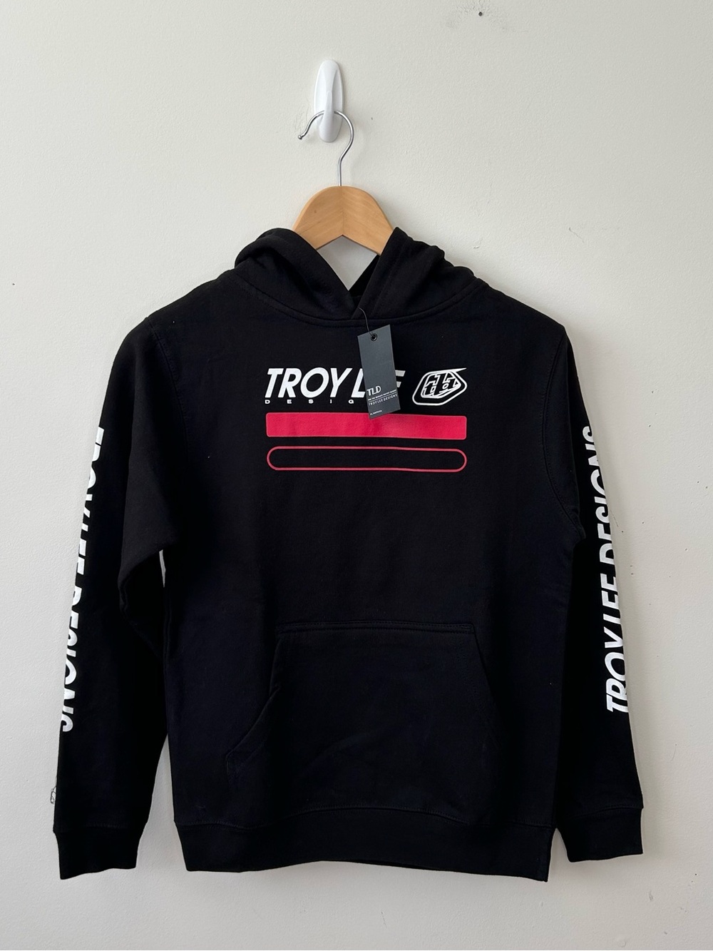 Troy Lee Designs Youth Drop In Pullover Hoodie Black Red Logo Size Medium New